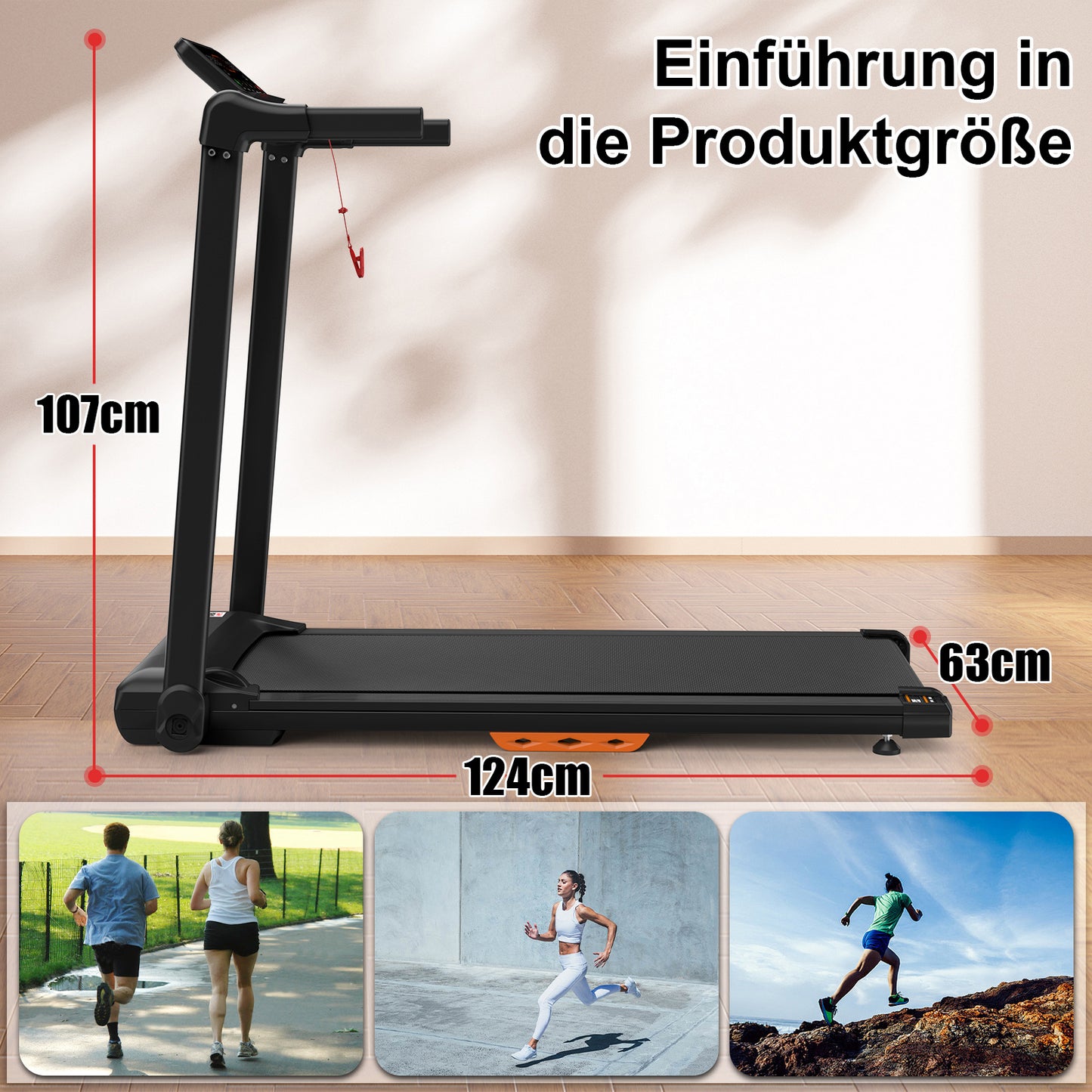 EU Treadmill For Home Treadmill Foldable Treadmill Up To 12 Kmh, Max 120kg Tablet Holder App Compatible LED
