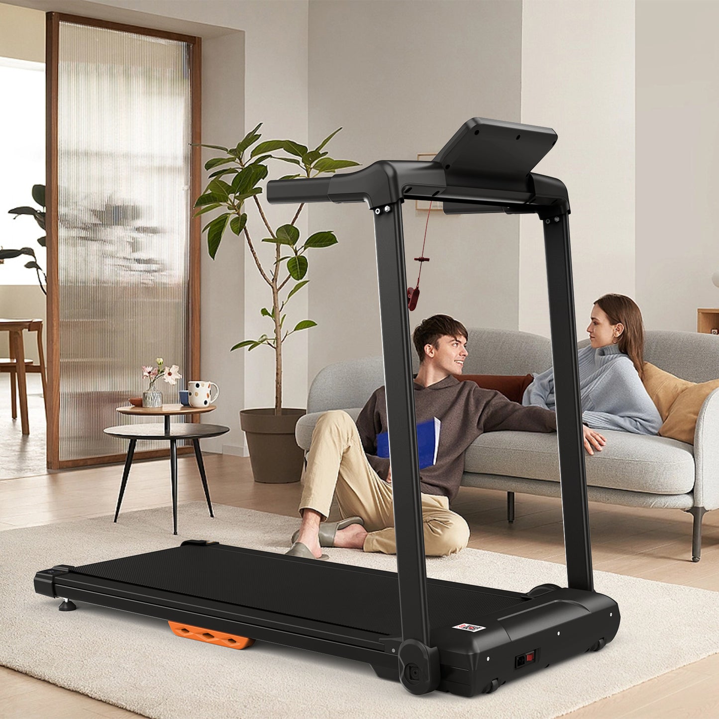 EU Treadmill For Home Treadmill Foldable Treadmill Up To 12 Kmh, Max 120kg Tablet Holder App Compatible LED