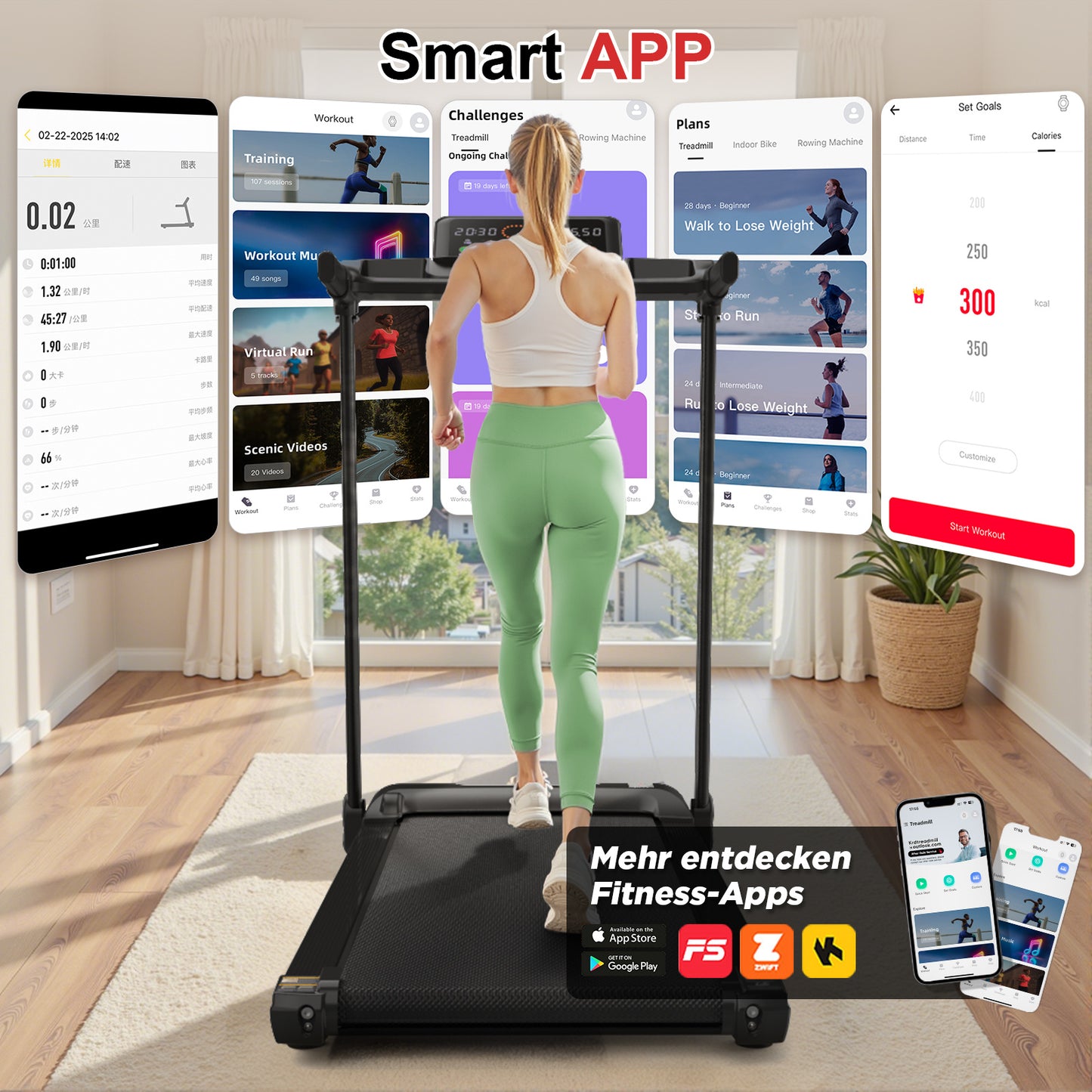 EU Treadmill For Home Treadmill Foldable Treadmill Up To 12 Kmh, Max 120kg Tablet Holder App Compatible LED