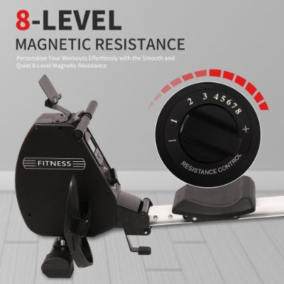 Rowing Machine 264 LBS Weight Capacity Foldable Rower For Home Use With Comfortable Seat Cushion