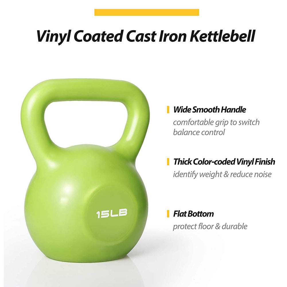 15lbs Kettlebell Set, Strength Training Kettlebells Weight Set For Women, Vinyl Coated Kettle Bell For Home Gym Workout Weight Lifting Equipment, Comfortable Grip Wide Handle Weights