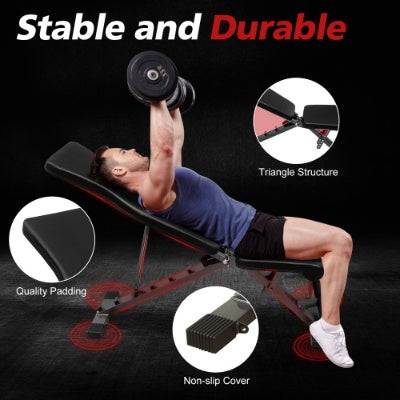 Weight Bench For Full Body Workout, Adjustable Strength Training Sit-up Chair, Multi-Purpose Foldable Incline Decline Bench
